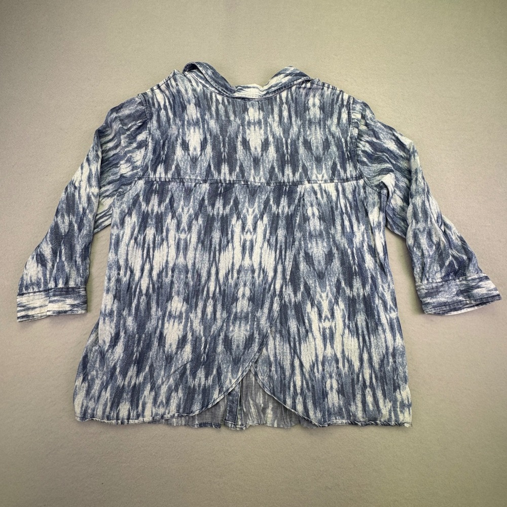 Liverpool Shirt Women's Medium Button Down Blue Long‎ Sleeve White Ikat Blouse - Picture 7 of 8